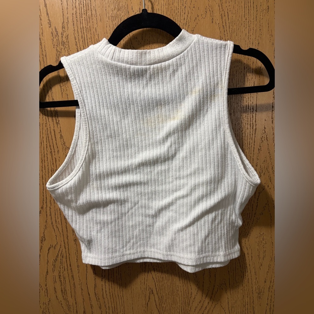 Used SHEIN White Ribbed Crop Top - Picture 5 of 5